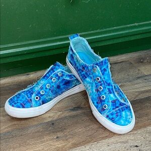 Blue Tie-Dye Slip-On Sneakers